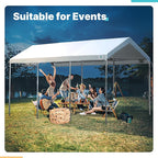 ADVANCE OUTDOOR 10x20 ft Heavy Duty Carport, Adjustable Height Garage Car Canopy Party Tent Boat Shelter, White