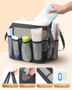 Temede Mesh Shower Caddy Tote, Large Shower Caddy Basket Portable, Quick Dry Hanging Toiletry Bag, 8 Storage Pocket Handle Bath Organizer for College Dorm, Gym, Camp, Travel