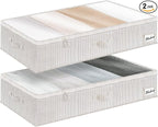 StorageWorks Large Under Bed Storage Containers with Handles and Label Holder, 2 Pack Ultra-thick Fabric Underbed Bins, Closet Organizer for Clothes, Blankets, Sweater