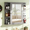 Bathroom Medicine Cabinet with Mirror, Wall Mounted Home Storage with Door, Over The Toilet Space Saver Storage Cabinet, Bathroom Cabinet Wall Mounted, Grey