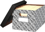 Bankers Box 4-Pack Brocade Design, Medium Duty File Storage Boxes with Lids, FastFold Assembly, Letter/Legal, STOR/FILE, (0022705)