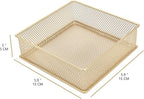 Annova Mesh Stackable Drawer Cabinet and Shelf Organizer Bins Storage Basket School Office Supply Holder Tray- Set of 2 (Gold, 6x6x2 Inch)