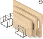 Cutting Board Holder, 2PSC Cutting Board Organizer Rack, 304 Stainless Steel Cookie Sheet Baking Pan and Tray Organizer for Kitchen Cabinet and Pantry Storage (1.0 Inch Width Slots)