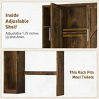 Over The Toilet Storage Cabinet with 7 Storage Shelves, Above Toilet Bathroom Organizer with Toilet Paper Holder Stand, Behind Toilet Cabinet, Space Saver for Restroom, Bathroom, Laundry, Brown