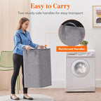 Lifewit 80L Large Tall Laundry Hamper, Collapsible Laundry Basket with Handles, Foldable Clothes Hampers for Laundry, Portable Dirty Clothes Hamper for Dorm College Bedroom Bathroom, Light Gray