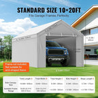 VEVOR Carport Replacement Canopy Cover Top + Side Wall 10 x 20 ft, Garage Tent Shelter Tarp Heavy-Duty Waterproof & UV Protected, Easy Installation with Ball Bungees,Grey (Frame Not Included)