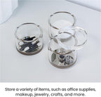 OfficeGoods 3-Tier Stackable Acrylic Holder- Stylish Desk Organizer and Storage for Office or Home – Transparent Round Design with Silver Metal Base