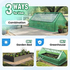 Quictent Raised Garden Bed Galvanized Raised Beds for Gardening Vegetables with Cover 8x4x1 ft Metal Planter Box Outdoor Use (Green)