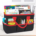 Godery Desktop Tote and Organizer, Teacher Helper caddy Bag for Arts, Books, Stationery, Office Desk Organization, Make-up Storage with Handles for Travel (PINK)