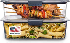Rubbermaid Brilliance BPA-Free Food Storage Containers with Lids, Airtight Clear Set of 2 (9.6 Cup), Ideal for Lunch, Meal Prep, and Leftovers