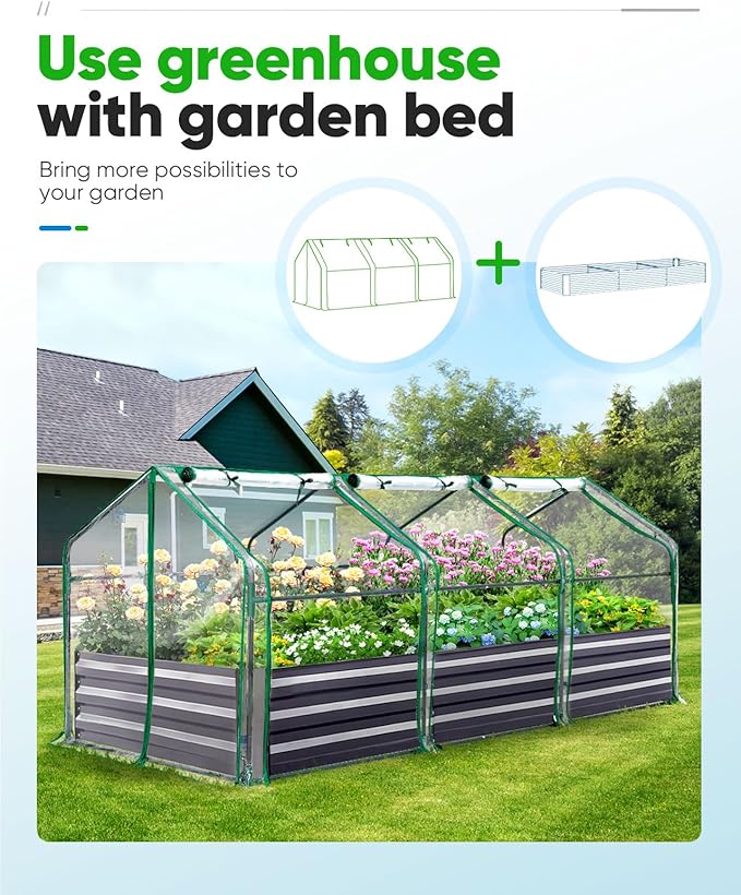 Quictent Mini Greenhouse, Portable Quick-Setup Small Tabletop Waterproof UV Protected PVC Cover Shelter for Outdoors/Indoors W/ Raised Base for Garden Plant Seed Starting, 8 Stake, 95"x36"x36", Clear