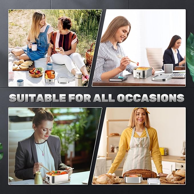 Umigy 12 Pcs Stainless Steel Bento Box 550ml Metal Lunch Box Food Storage Containers Metal Container, Lockable Clips to Leak Proof, Reusable Dishwasher Safe Lunch Snack Boxes for Work, School
