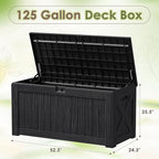 Devoko 125 Gallon Outdoor Storage Box, Waterproof Resin Deck Box for Patio Furniture, Lockable Container for Garden Cushions & Pool Supplies (Black, 125 Gallon)