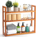 Wood Bathroom Shelf, 3-Tier Adjustable Shoes Rack&Plants Rack, Wall-Mounted or Stand for Living Room (Honey Oak)