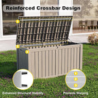 180 Gallon Resin Outdoor Deck Box Waterproof Patio Furniture, Garden Tools, Cushions, Pool Accessories Outside Storage Box (180 Gallon,Grey)
