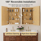 20x28 Inch Wood Medicine Cabinet with Mirror, Surface or Recessed Mounted Bathroom Cabinets with Adjustable Shelves, Soft-Close Hinges, Wall Mounted Cabinet for Storage