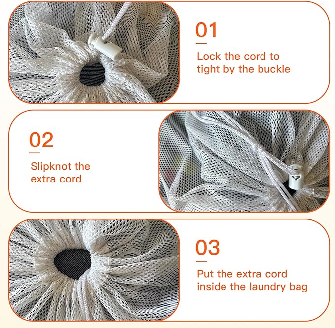 2 Pack Extra Large Mesh Laundry Bags Heavy Duty Mesh Wash Bags with Drawstring Closure for College, Dorm, Travel, Family and Apartment Dwellers, 27 x 36 Inches, White