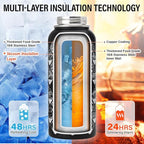 National Parks Water Bottle – 32 oz Insulated Stainless Steel Bottle with 63 Hand-Drawn Park Stickers, Carrier Bag, Strap & Gift Box – BPA-Free – Ideal for Hiking, Camping & Travel