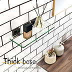 KOKOSIRI Bathroom Wall Shelves Glass Floating Shelf 12-Inch Tempered Glass Rack Shower Storage Decor, Oil Rubbed Bronze Stainless Steel B1107ORB-L12
