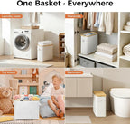 MinBoo Toilet Paper Basket, Storage with Lid, Toilet Paper Organizer for Bathroom, Free Standing Toilet Paper Holder with Storage,White