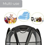 Smart Design Deluxe Mesh Pop Up Square Laundry Hamper w/ Side Pocket & Handles - VentilAir Fabric Collapsible Design - for Clothes & Laundry - Home - (Holds 2 Loads) (14 x 23 Inch) [Black]