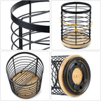 360° Rotating Utensil holder for Kitchen Counter 5.9 x 5.9 x 7.8 Large Round Utensils Holder with Wooden Base Matte Black Cooking Utensil Holder，Kitchen countertop Utensil Organizer