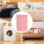 LANGYASHAN Laundry Basket Canvas Fabric Collapsible Organizer Basket for Storage Bin Toy Bins Gift Baskets Bedroom Clothes Children Nursery Hamper (pink heart)
