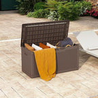 Patiowell 100 Gallon Resin Deck Box, Waterproof Large Outdoor Storage Box for Patio Furniture and Garden Tools, Dark Brown
