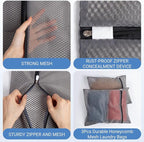 3Pcs 16 x 20 Inches Laundry Bags for Delicates, Durable Honeycomb Mesh Laundry Bags, Sturdy Zipper Laundry Bag for Lingerie, Clothes, Shoes, Socks, Gray
