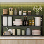 Extra Long Bathroom Organizer Storage Shelves 100% Bamboo Adjustable Height Over The Toilet Storage Floating Shelf for Wall Shower Shelf Can Placed in The Bathroom Kitchen Living Room for Multi Usage