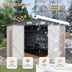 Aoxun 10x12 Shed with Brown Floor Galvanized Steel Outdoor Storage Shed Metal Garden Shed with Moisture-Proof Floor & Ventilation, Sloped Roof for Bike/Generator/Tool Storage (Brown Floor Included)