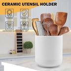 RedCall Kitchen Utensils Holder Large,Ceramic Utensil Organizer for Countertop,Morden Utensil Crock for Spoon Spatula,Home Kitchen Decor (White)
