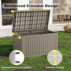 280 Gallon Deck Box Large Outdoor Storage Box Waterproof for Patio Furniture,Outdoor Cushions,Garden Tools and Pool Supplies,Weatherproof(Grey,280Gallon)