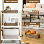 Resin Wicker Toilet Paper Basket: Water-Resistant Handmade Organizer - Natural Tan for Organic Back of Toilet Tank top & Scandinavian Kitchens 1pack