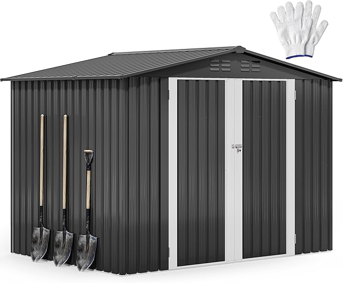 DWVO 7'x5' Large Metal Outdoor Storage Shed, Heavy Duty Tool Storage Sheds for Backyard Patio Lawn - Ideal for Bicycles, Garden Tools, and Lawn Equipment, Easy-to-Assemble, Dark Gray