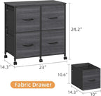 4 Drawer Lateral File Cabinet, Mobile Filing Cabinet for Large Printer, Home Office Functional Small Office Storage Cabinet & Printer Stand, Fits Letter/A4, Charcoal Black Grain Print