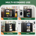 Letaya Metal Storage Cabinets with Lock, Small Locker Steel Cabinets, Adjustable Shelves 2 Doors for Home,Office, Warehouse,Garage(Black-36)