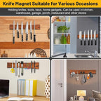 Knife Magnetic Strip, Acacia Wood Magnetic Knife Holder for Wall Mount Fridge Refrigerator, Knives Magnet Bar Tool Utensils RV Utensil Holder Metal Kitchen Rack Holder Organizer Accessories 10 Inch