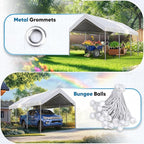 ADVANCE OUTDOOR Replacement Top Cover Tarp for 12x20 ft Carport Canopy with Ball Bungees, White, One Roof Only