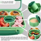 Bento Box Adult Lunch Box Kids,Lunch Containers for Adults/Kids/Toddler,5 Compartments Bento Lunch Box with Sauce Vontainers,Microwave & Dishwasher & Freezer Safe,BPA-Free(Green)