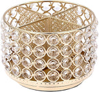 BTSKY Crystal 360 Degree Rotating Desk Organizer Decorative Storage Box with 4 Compartments, Glitter Metal Makeup Brush Holder Elegant Storage Caddy Home Decor Gift for Women, Round-4 Slots Gold