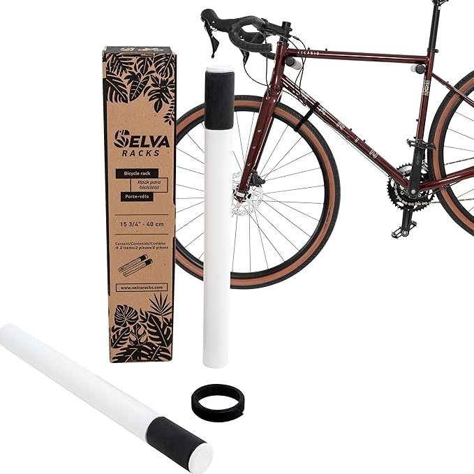 SELVA Racks - Wooden Bike Wall Mount. in 2 Sizes and 3 Colors: Natural, Black and White (White, 15" 3/4)