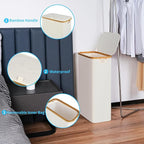 efluky Slim Laundry Basket with Lid, Narrow Laundry Hamper with Removable Bag, Skinny Dirty Clothes Basket with Bamboo Handles for Bathroom, Bedroom & Laundry Room, 90L Beige
