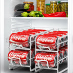 Soda Can Organizer Storage Rack, 2 Pack Stackable Beverage Soda Can Dispenser Organizer Holder for Refrigerator, Cabinet, Pantry (White)