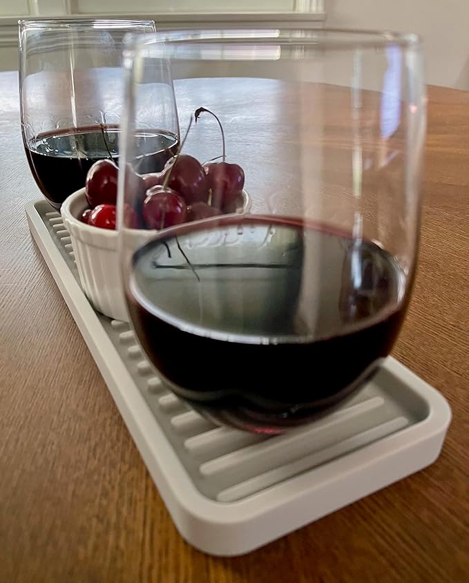 Happitasa Silicone Kitchen Sink Organizer Tray, Sponge Holder and Countertop Protector | Bathroom and Kitchen Soap Dish and Dispenser Tray (White, 12"x4")