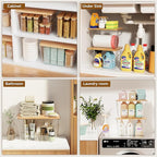 Criusia 3 Set Pantry Organizers and Storage with Bamboo Lids, Stackable Clear Bins for Onion, Potato, Fruit, Vegetables, Trash Bag Dispenser, Kitchen and Under Sink Organizer