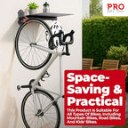 PRO BIKE TOOL Bike Storage Rack - Indoor Bike Rack for Bicycle and Accessories - Compact Steel Bike Holder - Easy Installation - Black and Red - Durable Metal Construction for Home or Garage