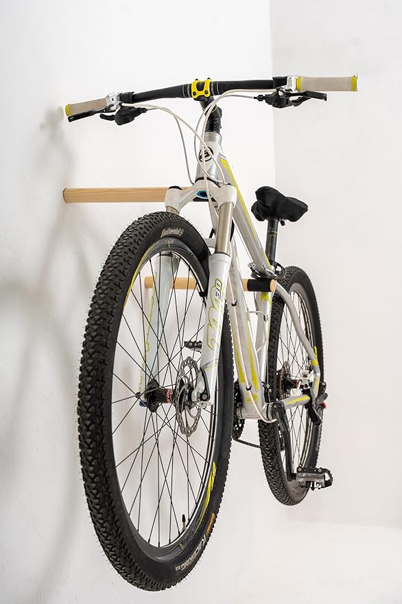 SELVA Racks - Wooden Bike Wall Mount. in 2 Sizes and 3 Colors: Natural Pine, Black and White (Natural Pine, 15" 3/4)