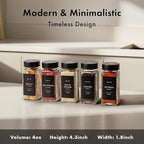 Glass Spice Jars with Label and Black Lids (36 x 4oz) Spice Containers with 240 Labels, Shaker Inserts, Steel Funnel, Empty Square Empty Square Seasoning Organizer