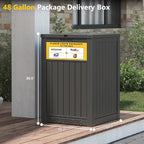 Package Delivery Box for Outside with Sign, 48 Gallon Storage with Lockable Secure, Large Double Wall Resin Outdoor Package Delivery Waterproof